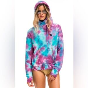 ‼️RARE‼️🎸AVIATOR NATION🎸🔥NWT🔥Ninja Hoodie Sweatshirt in Turquoise Tie Dye— S
